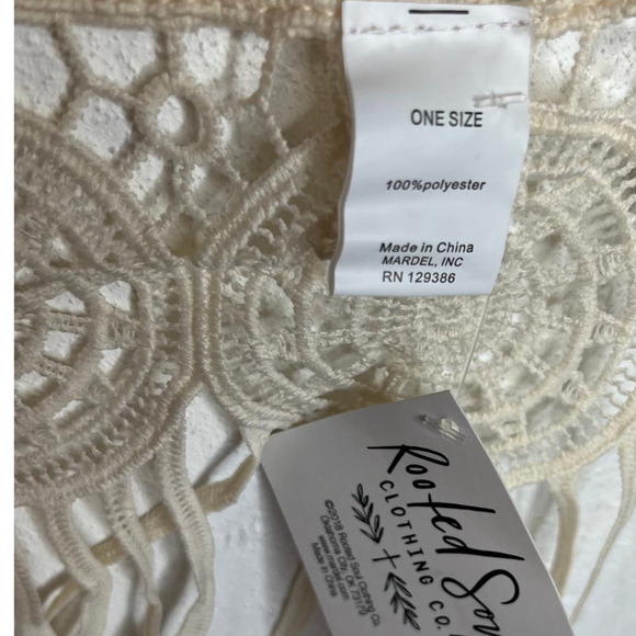 NWT Rooted Soul Creme Crocheted Fringe Boho Western Rodeo Cowgirl Lace Vest - Picture 3 of 8